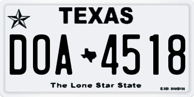 TX license plate DOA4518
