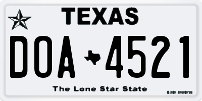 TX license plate DOA4521