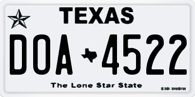 TX license plate DOA4522