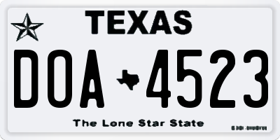 TX license plate DOA4523
