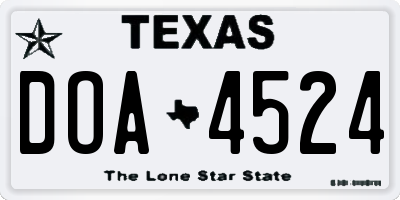 TX license plate DOA4524