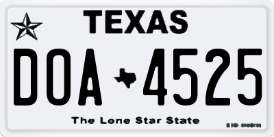 TX license plate DOA4525