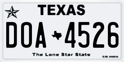 TX license plate DOA4526