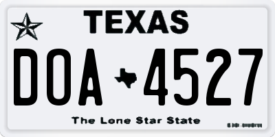 TX license plate DOA4527