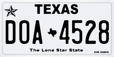 TX license plate DOA4528