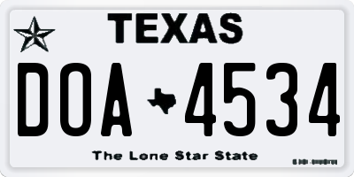 TX license plate DOA4534