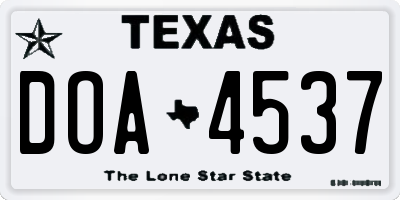 TX license plate DOA4537