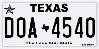 TX license plate DOA4540