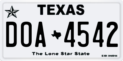TX license plate DOA4542
