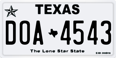 TX license plate DOA4543