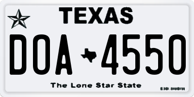 TX license plate DOA4550