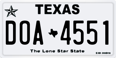 TX license plate DOA4551