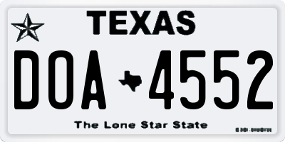 TX license plate DOA4552