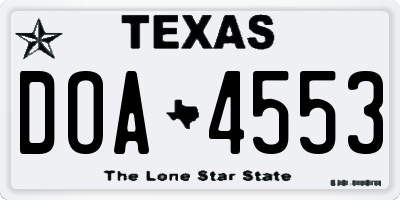 TX license plate DOA4553