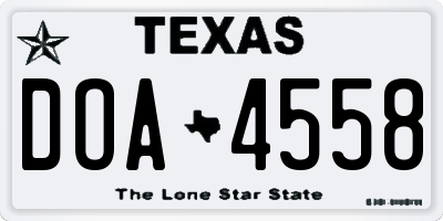 TX license plate DOA4558