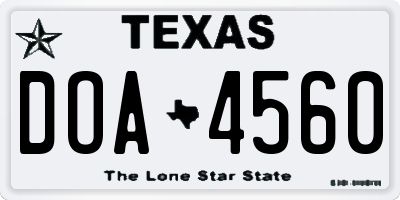 TX license plate DOA4560