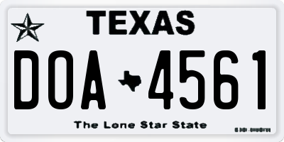 TX license plate DOA4561