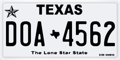 TX license plate DOA4562