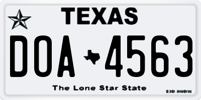 TX license plate DOA4563