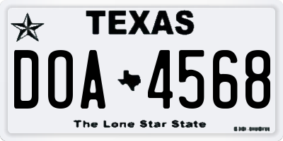 TX license plate DOA4568