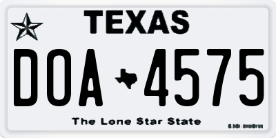 TX license plate DOA4575