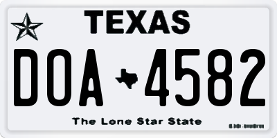 TX license plate DOA4582