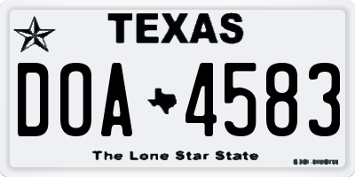 TX license plate DOA4583