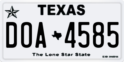 TX license plate DOA4585