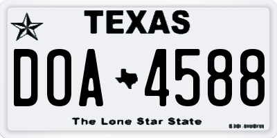 TX license plate DOA4588