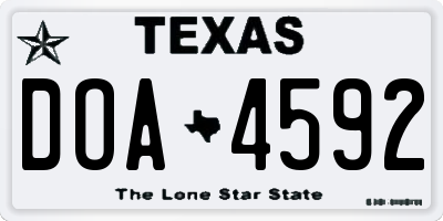 TX license plate DOA4592