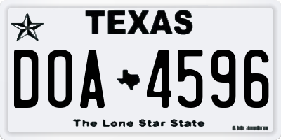 TX license plate DOA4596