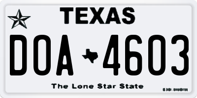 TX license plate DOA4603