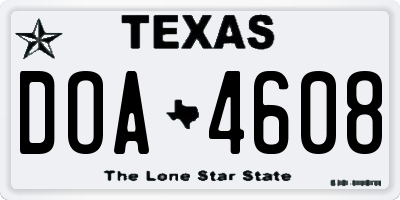 TX license plate DOA4608