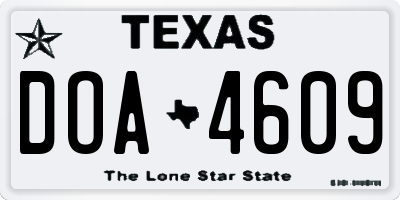 TX license plate DOA4609
