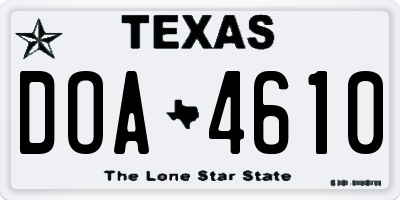 TX license plate DOA4610