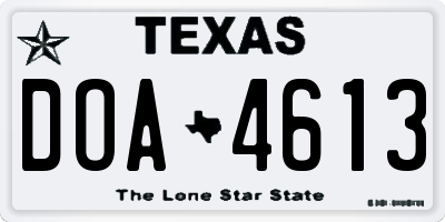 TX license plate DOA4613