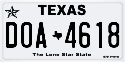 TX license plate DOA4618