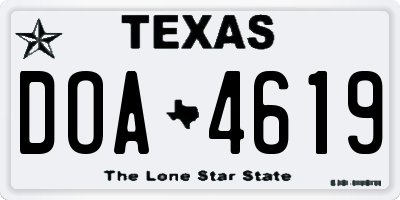 TX license plate DOA4619