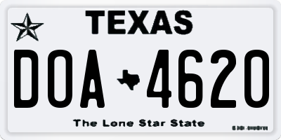 TX license plate DOA4620