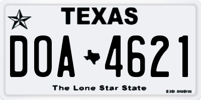 TX license plate DOA4621