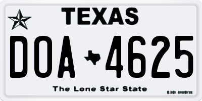 TX license plate DOA4625