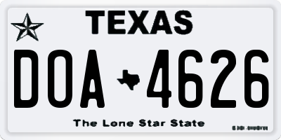 TX license plate DOA4626