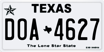TX license plate DOA4627