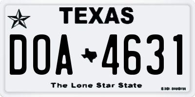 TX license plate DOA4631
