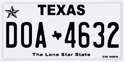 TX license plate DOA4632