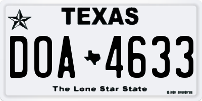 TX license plate DOA4633