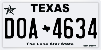 TX license plate DOA4634