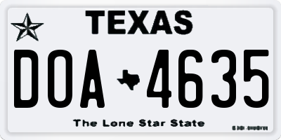 TX license plate DOA4635