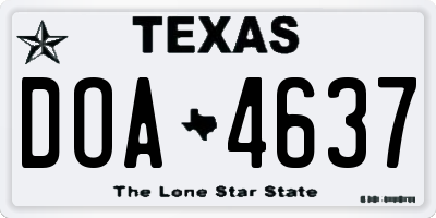 TX license plate DOA4637