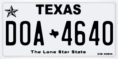TX license plate DOA4640